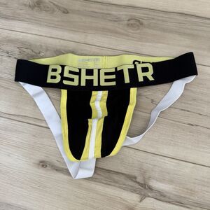 Men’s Bshetr Black & Yellow Jockstrap Size M